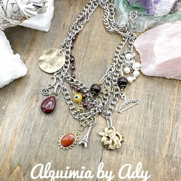 Colorful layered multi charms necklace - Picture 2 of 3